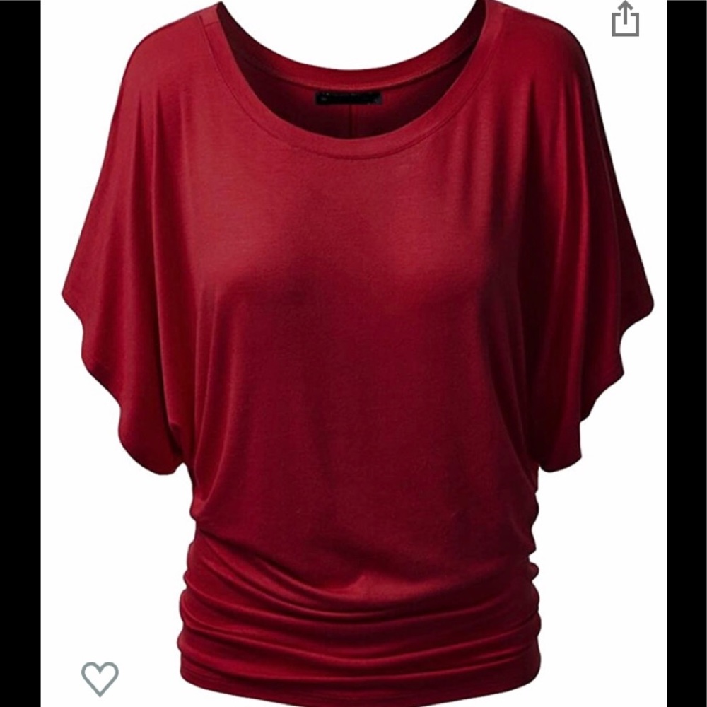 Manzocha Burgundy Short Sleeve Bat Wing Shirt